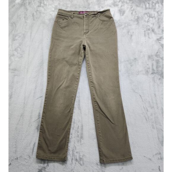 Gloria Vanderbilt Jeans Womens 8 Green Amanda High Rise Tapered Leg Stretch - Picture 1 of 13